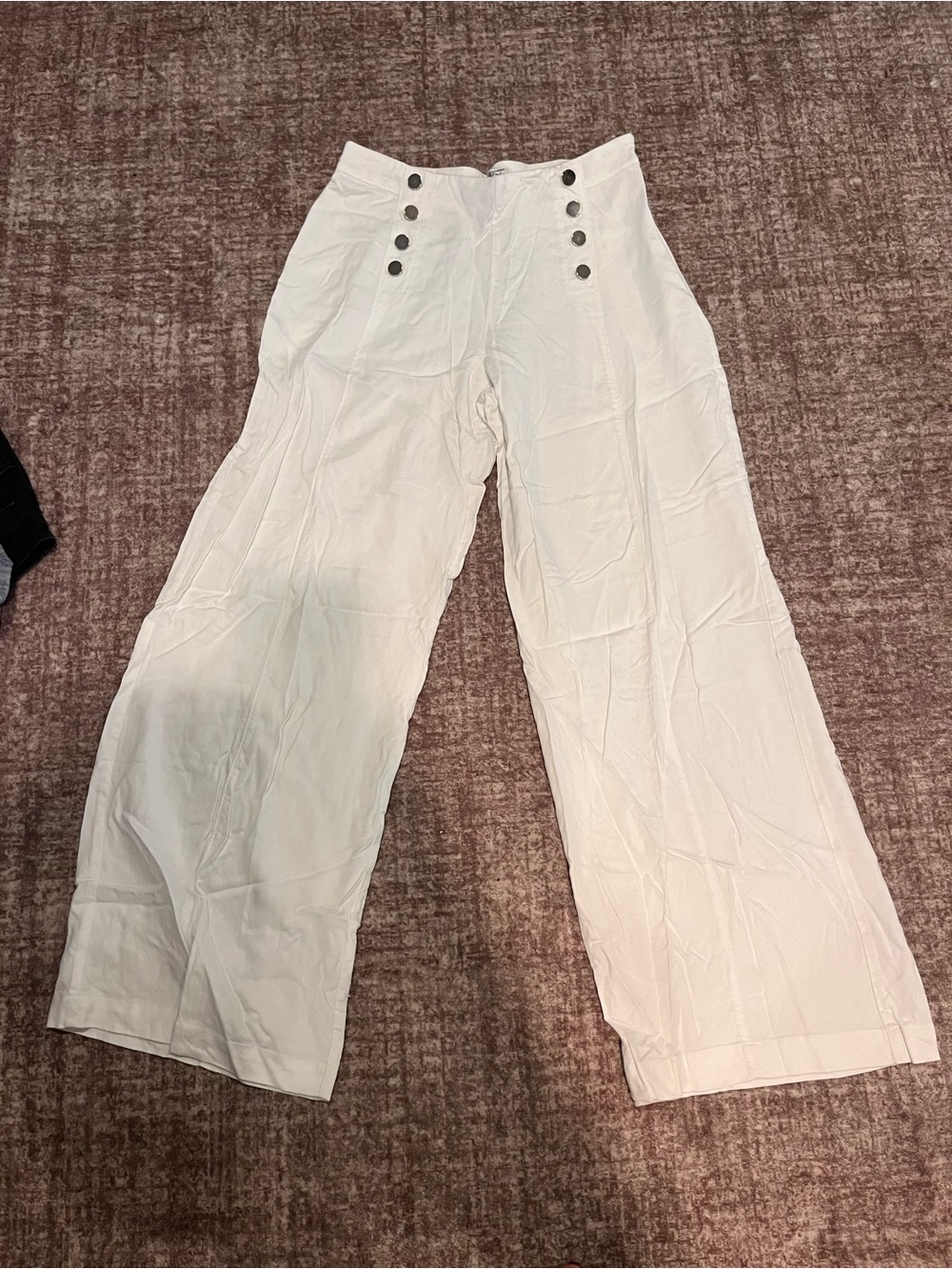 Abercrombie & Fitch Cream High-Rise Wide-Leg Sailor Pants